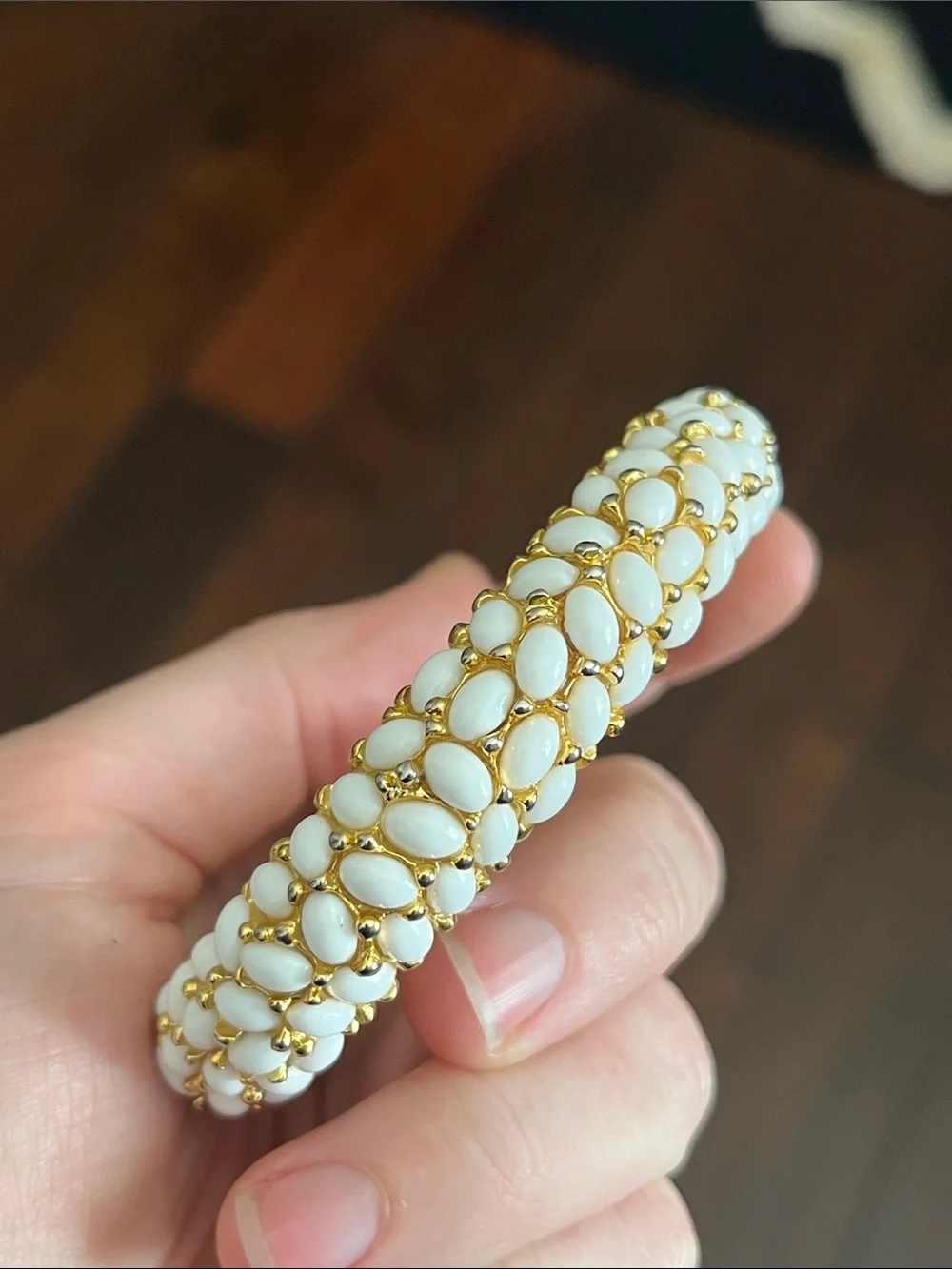 Kenneth Jay Lane Gold-Tone White and Coral Cluster Bracelet and Ring Set
